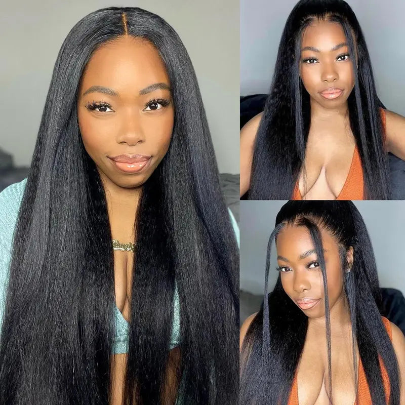 Noverra Pre-Cut 360 Kinky Straight Glueless Wig – InvisiDraw™ Lace, Human Hair