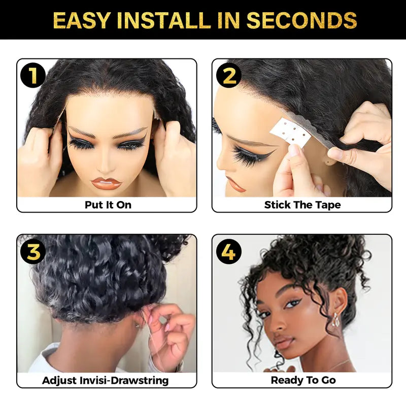 Noverra Pre-Cut 360 Kinky Straight Glueless Wig – InvisiDraw™ Lace, Human Hair