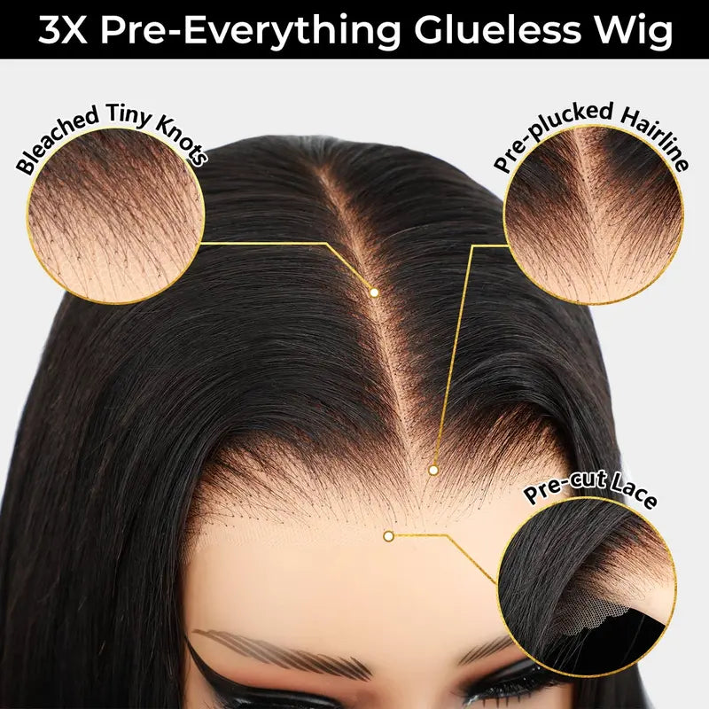 Noverra Pre-Cut 360 Kinky Straight Glueless Wig – InvisiDraw™ Lace, Human Hair