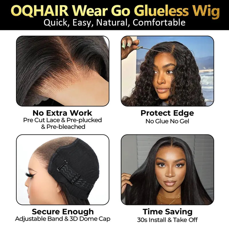 Noverra Pre-Cut 360 Kinky Straight Glueless Wig – InvisiDraw™ Lace, Human Hair